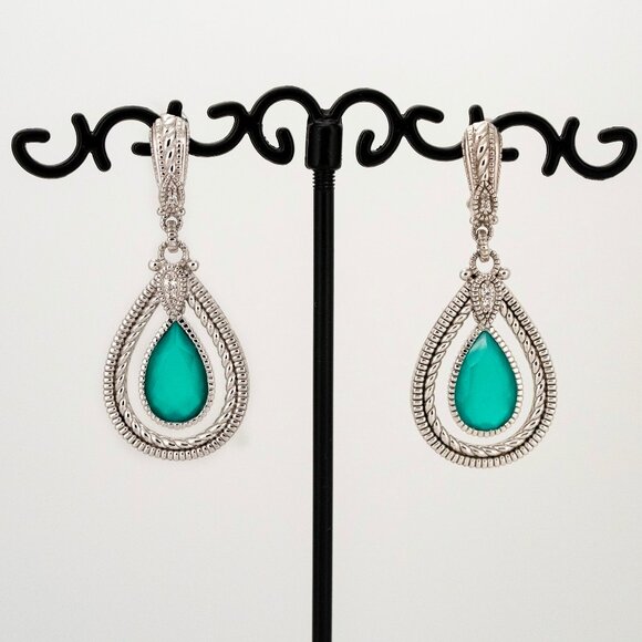 Judith Ripka Jewelry - Judith Ripka Sterling Silver and 18K Gold with Dyed Sapphire Pendant Earrings